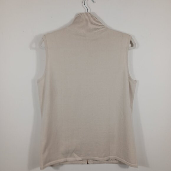 Susan Graver, Medium, Creamy Beige, Quilted and Knit, Zip Front Turtleneck Vest - Picture 5 of 14